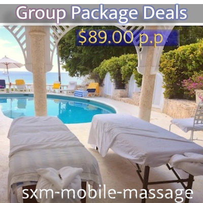 massage tables/beds around condo pool for group massage in sxm