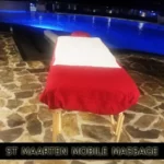 massage table by pool villa  for sensual massage sxm
