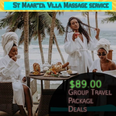 group of vacationers , text thats says *89.00 group massage  